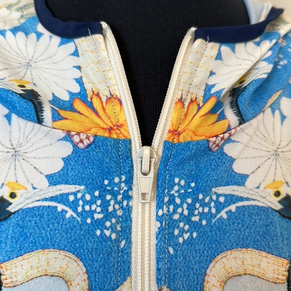 Daily Practice by Anthropologie Postcard Hooded Bomber Jacket Crane Print Sz L - Picture 9 of 16